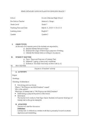 SEMI Detailed Lesson Plan: Grade 9 Science on Volcanoes - Studocu