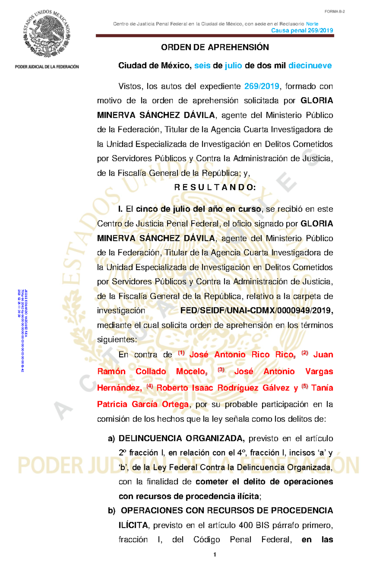 Orden de Aprehensión para Juan Collado - Causa Penal 269/2019 - Studocu
