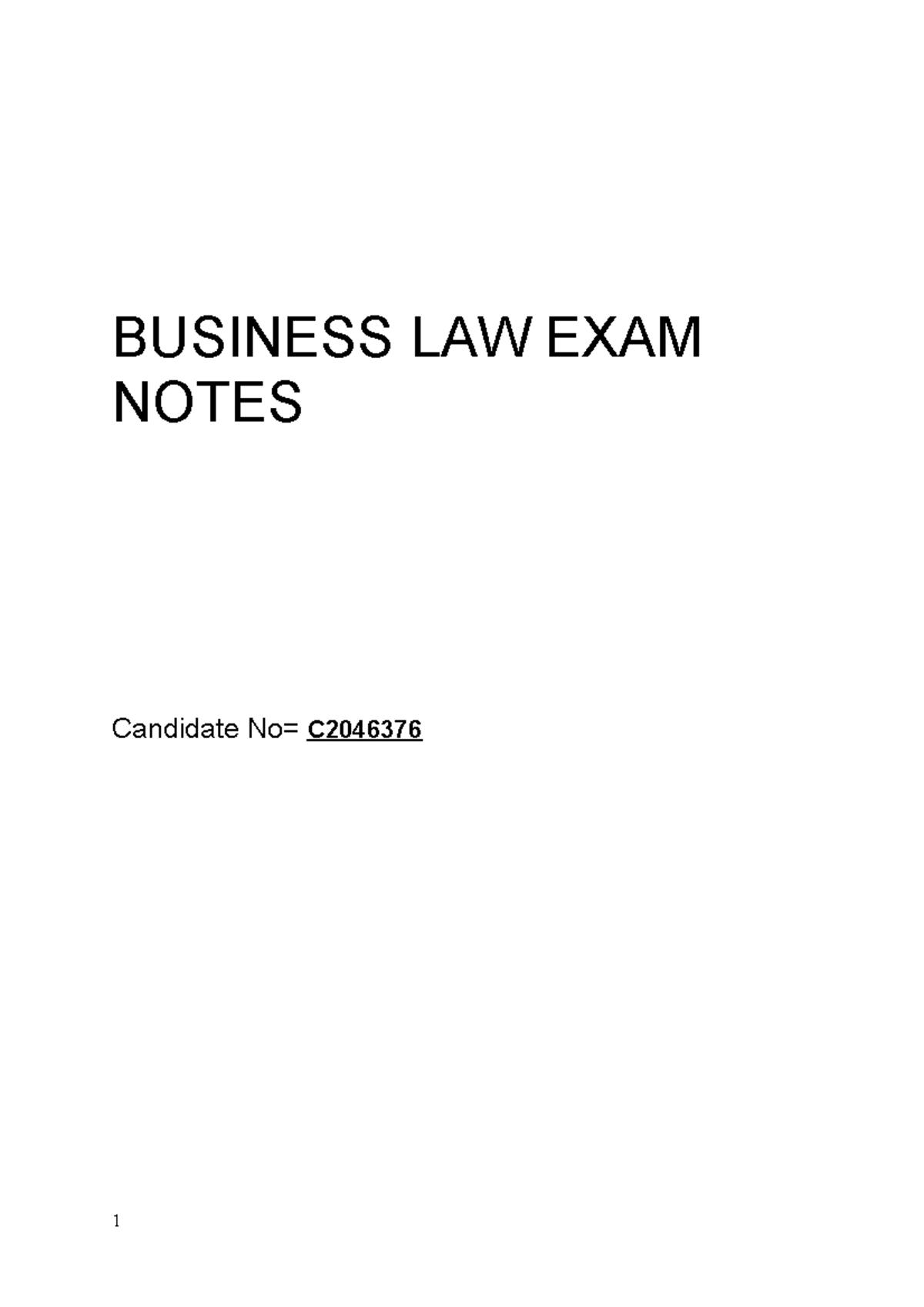 Business Law EXAM Notes: Comprehensive Study Guide for C - Studocu