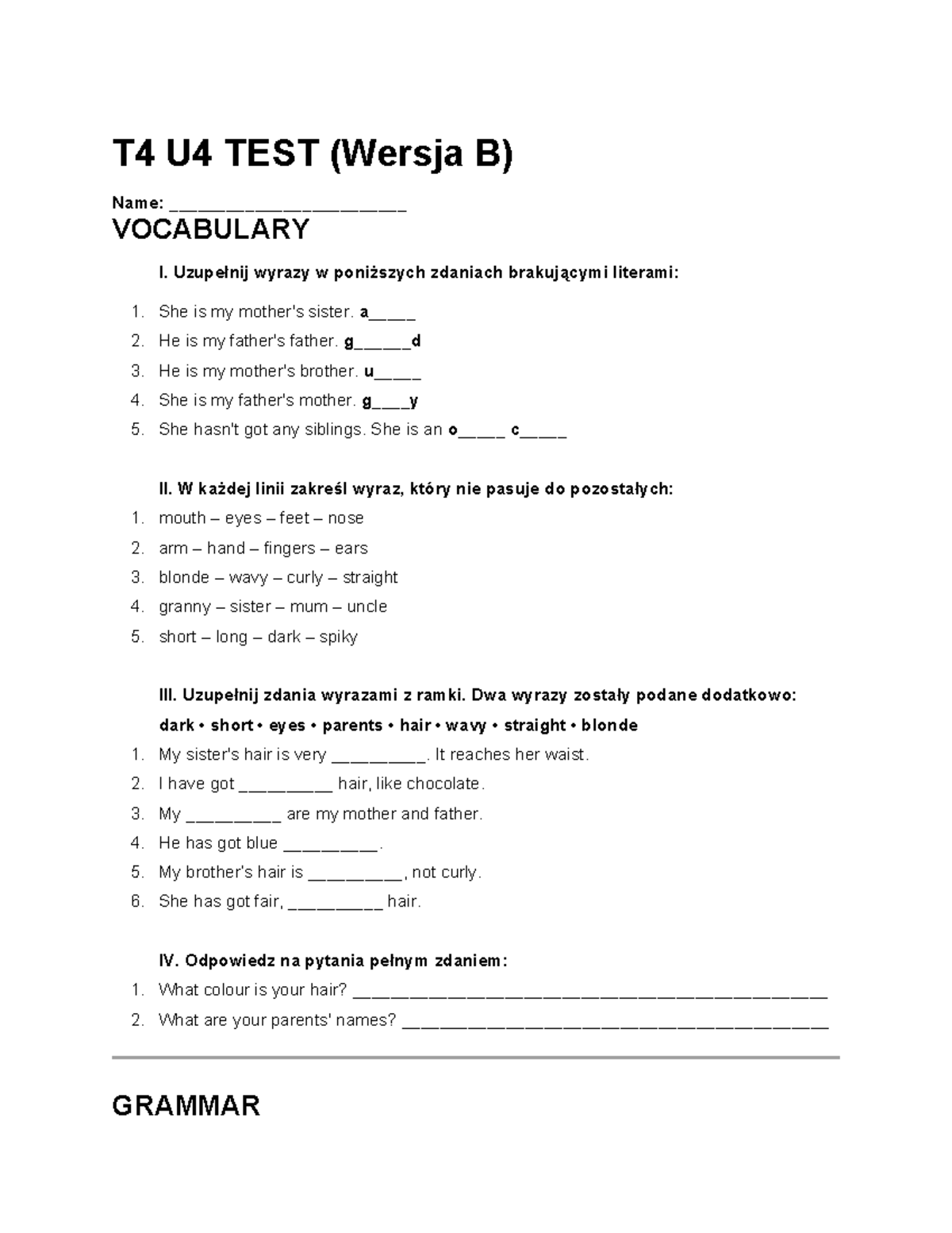 Together 4 U4 Sample Test (Version B) - Studocu