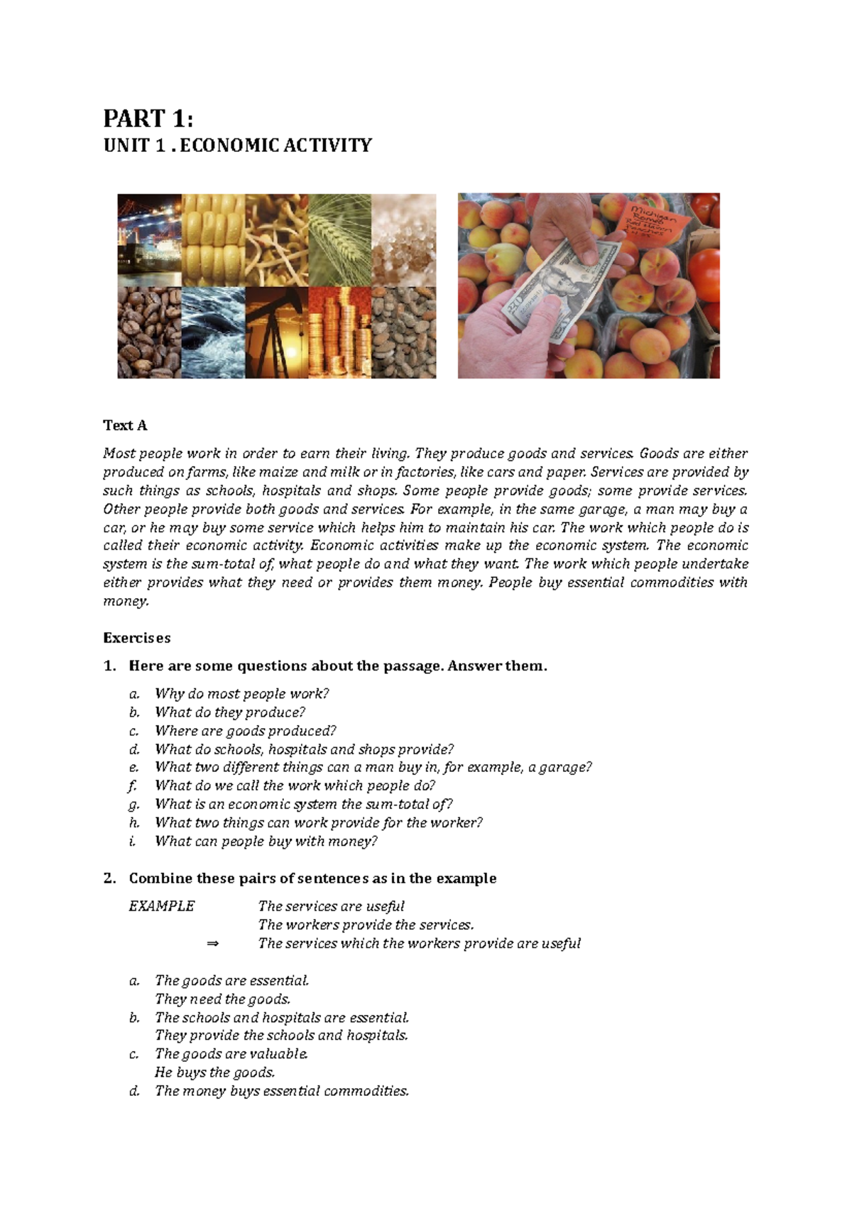 Chapter 1: B Inggris Ekonomi - Economic Activity Overview and Exercises ...