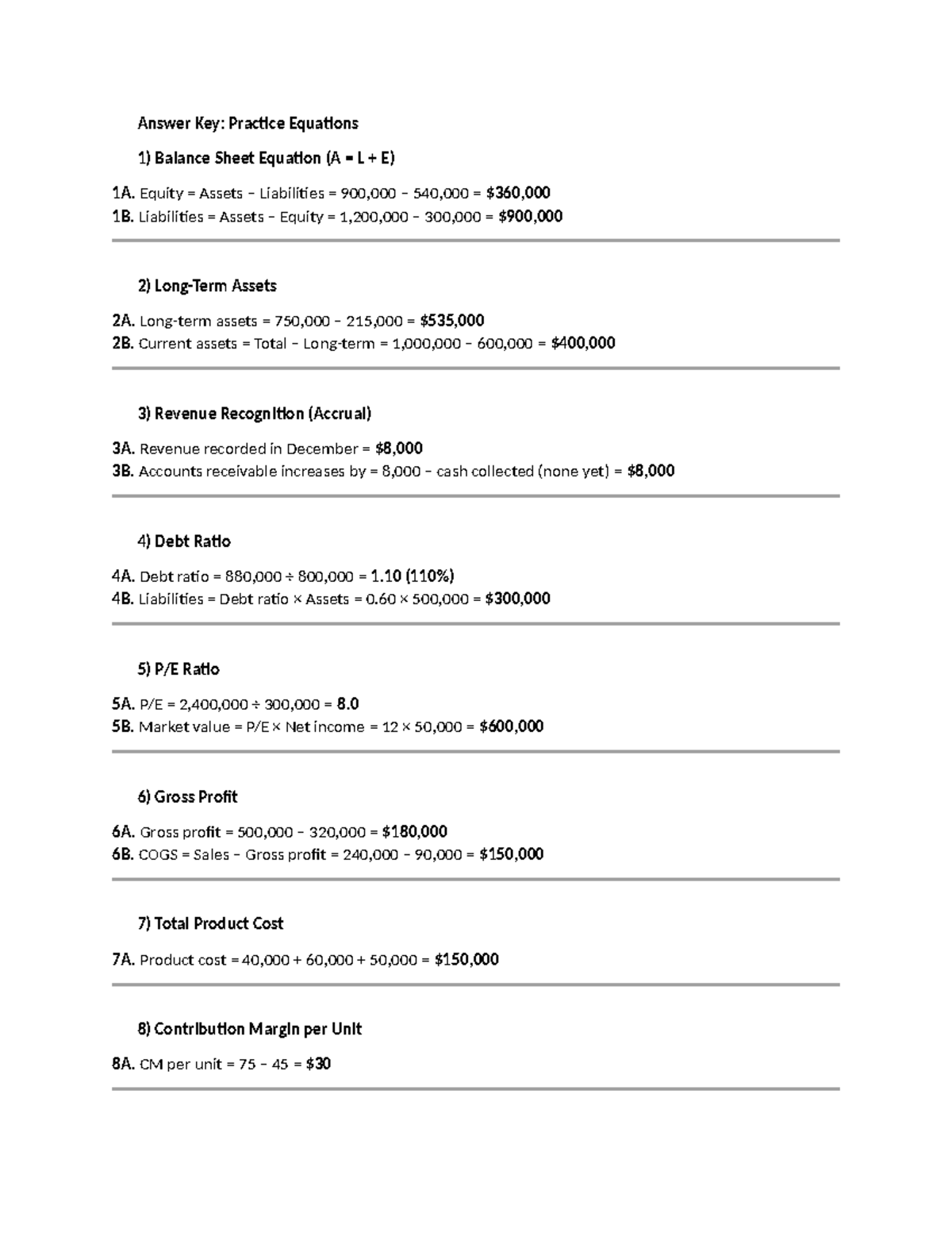 C213 Practice Equations Answer Key for Financial Concepts - Studocu