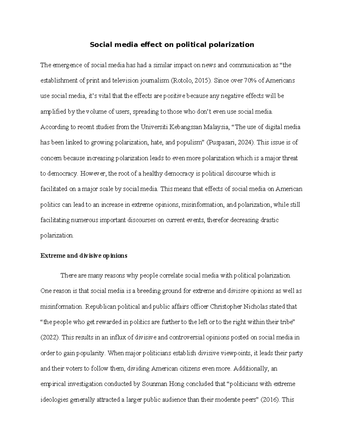 IRR Final Exam: Analyzing Social Media's Role in Political Polarization ...