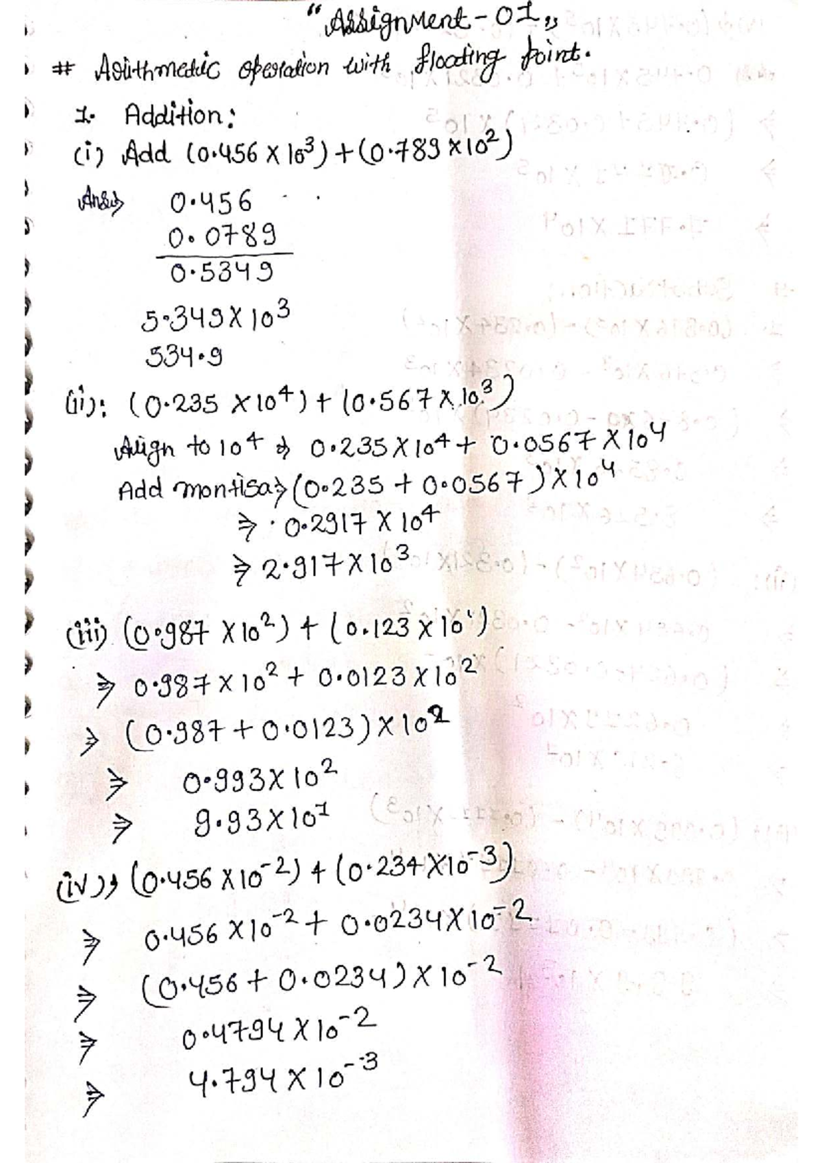 "Assignment - OL - Arithmetic Operations with Floating Points" - Studocu
