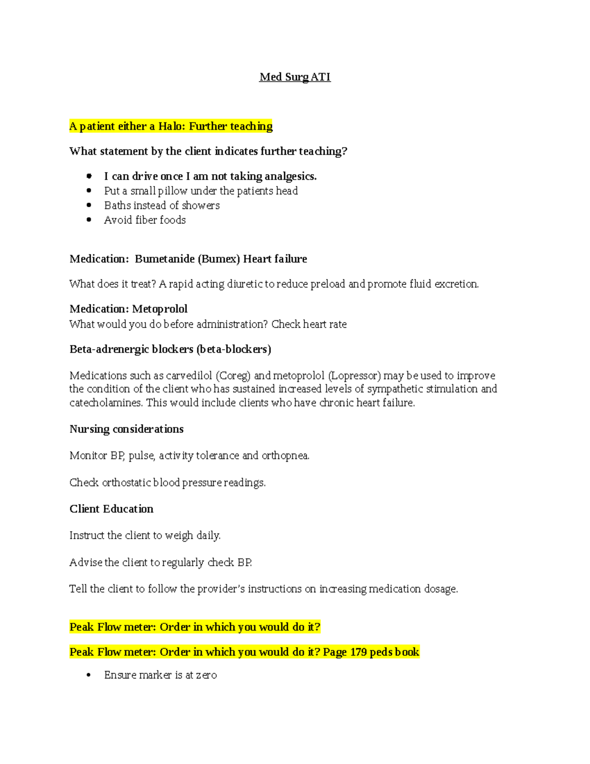 Med Surg ATI Final Exam Comprehensive Review Notes - Studocu