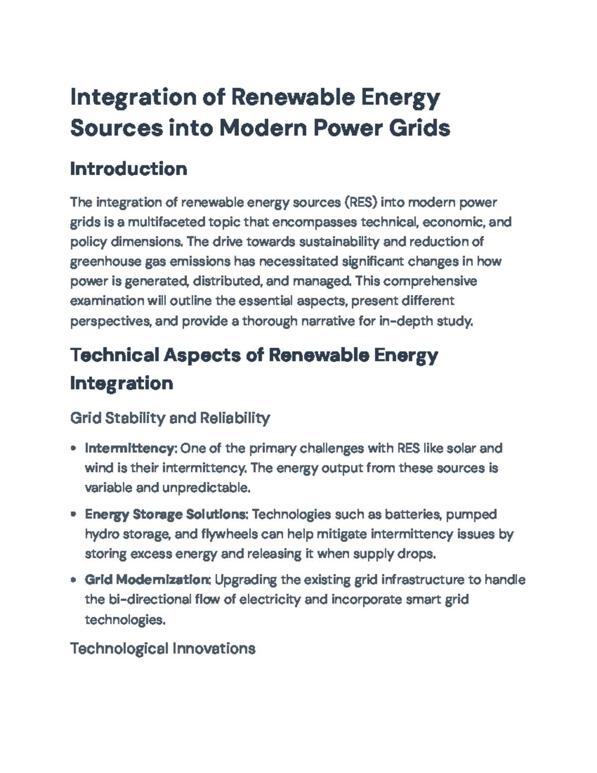 Integration of Renewable Energy Sources into Modern Power Grids ...