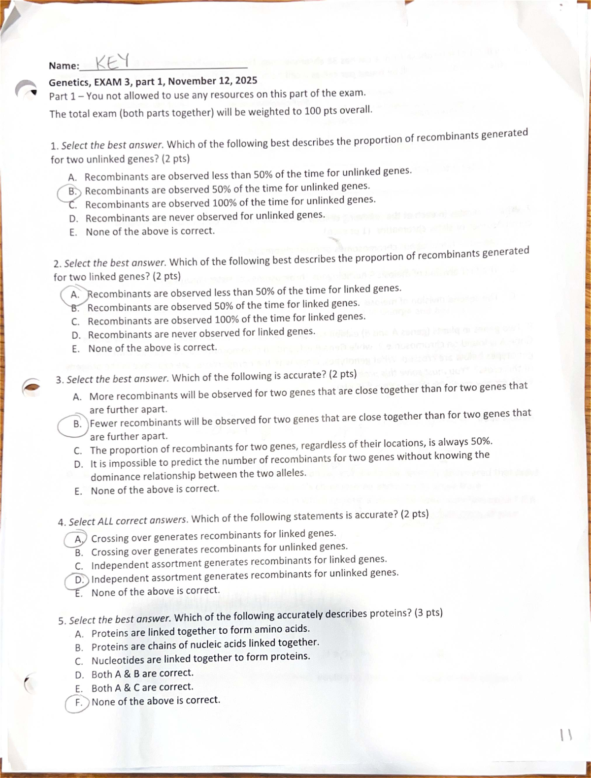 Genetics Exam 3 Key - Part 1 & 2 - Studocu