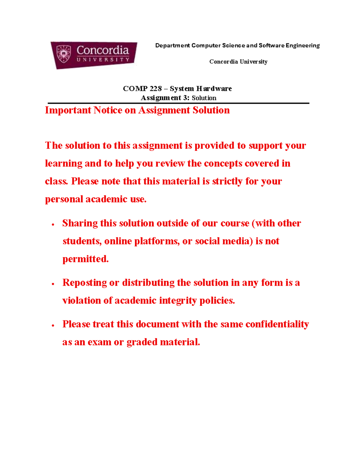 COMP 228 - System Hardware Assignment 3 Solution - Studocu