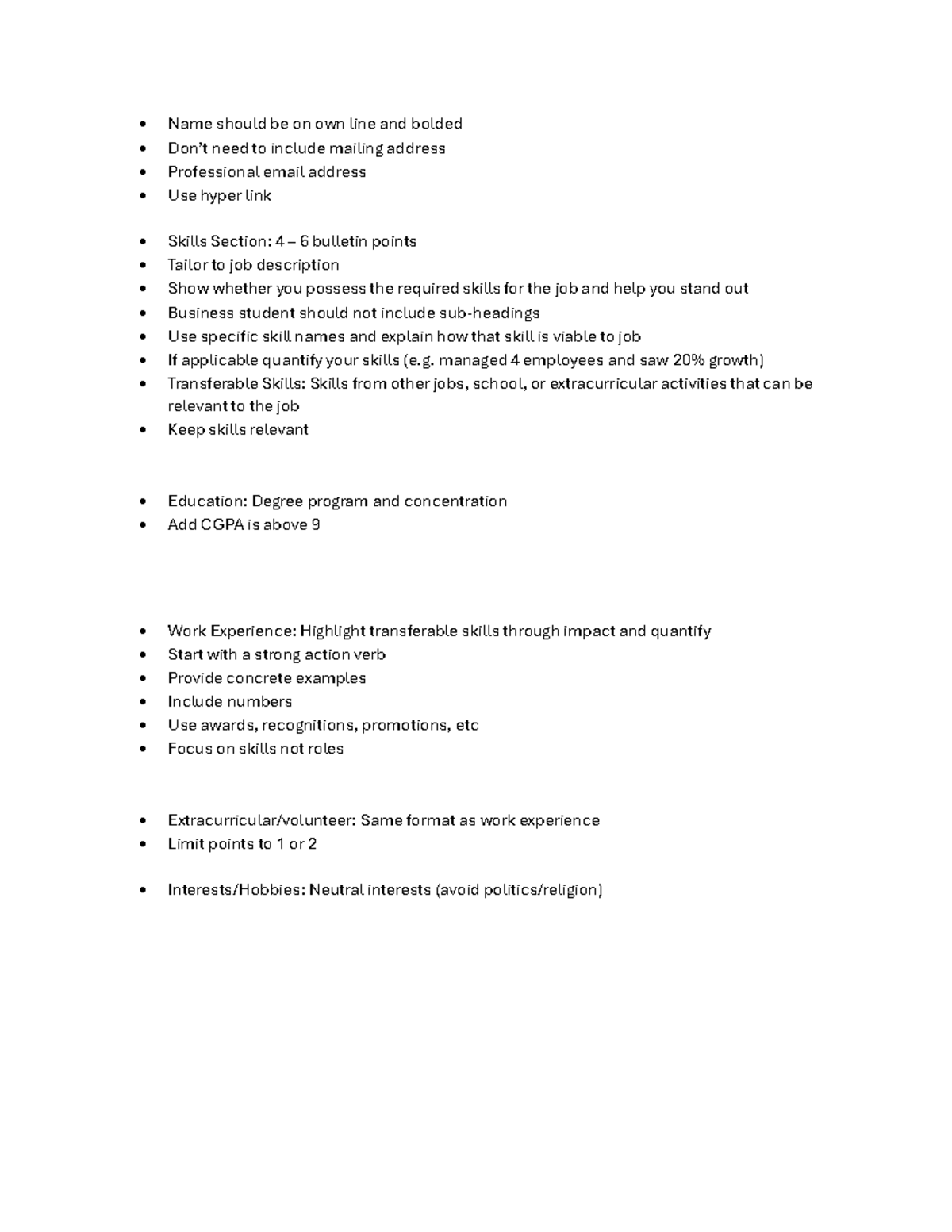 BUSI1995A Resume Writing Tips for Business Students - Studocu