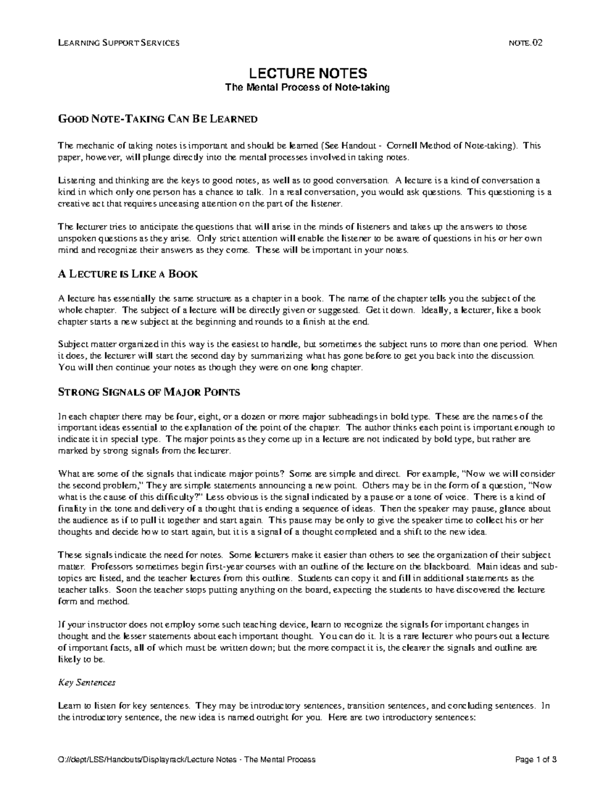 Tree Diagram - lec - LEARNING SUPPORT SERVICES NOTE. LECTURE NOTES The ...