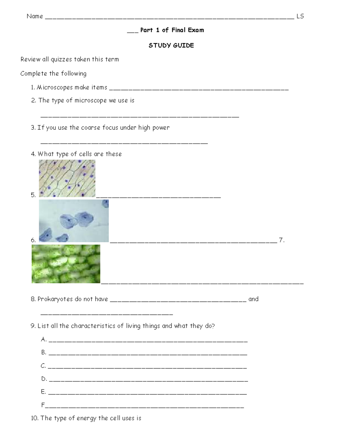 Biology LS Final Exam Study Guide T1 2025: Key Concepts & Review - Studocu