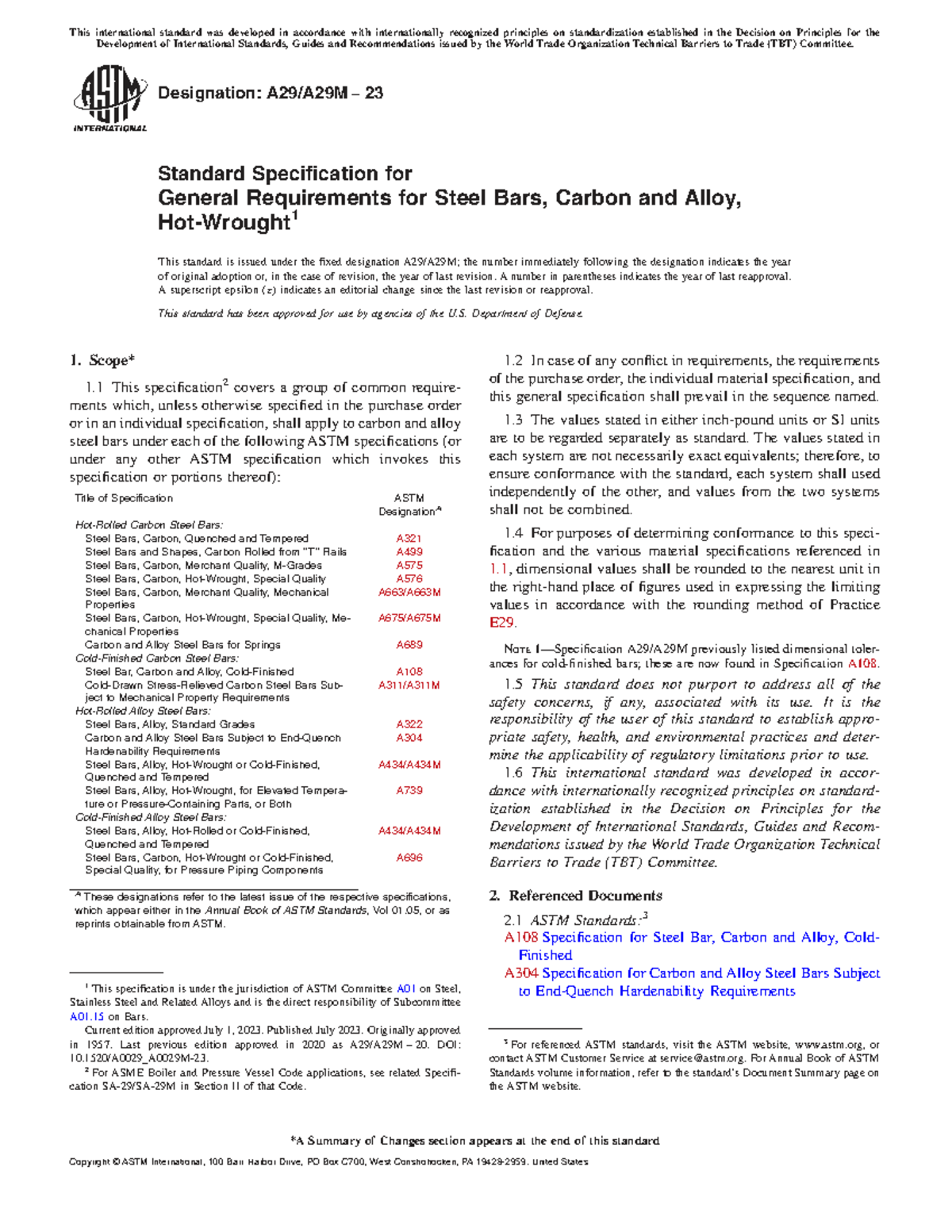 A29 A29M-23 Standard Specification for Carbon and Alloy Steel Bars ...