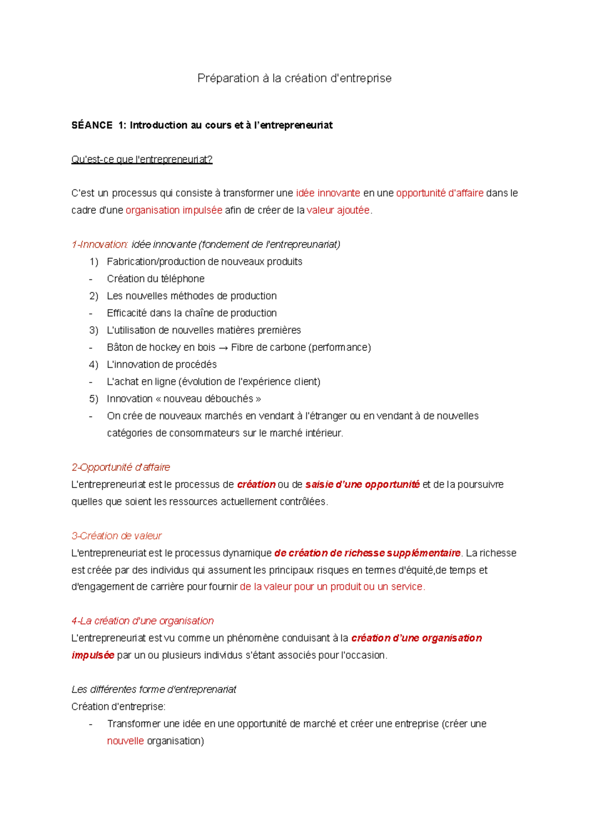 ACT101 - Préparation à la Création: Introduction et Concepts Clés - Studocu