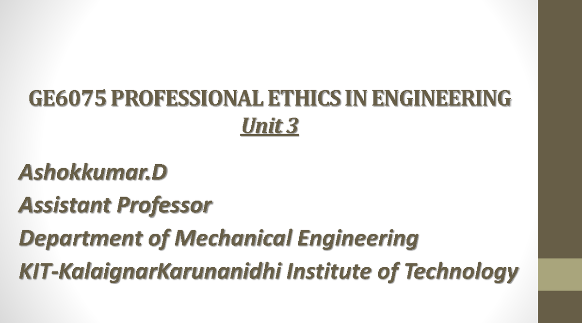 GE6075 Unit 3: Engineering as Social Experimentation Notes - Studocu