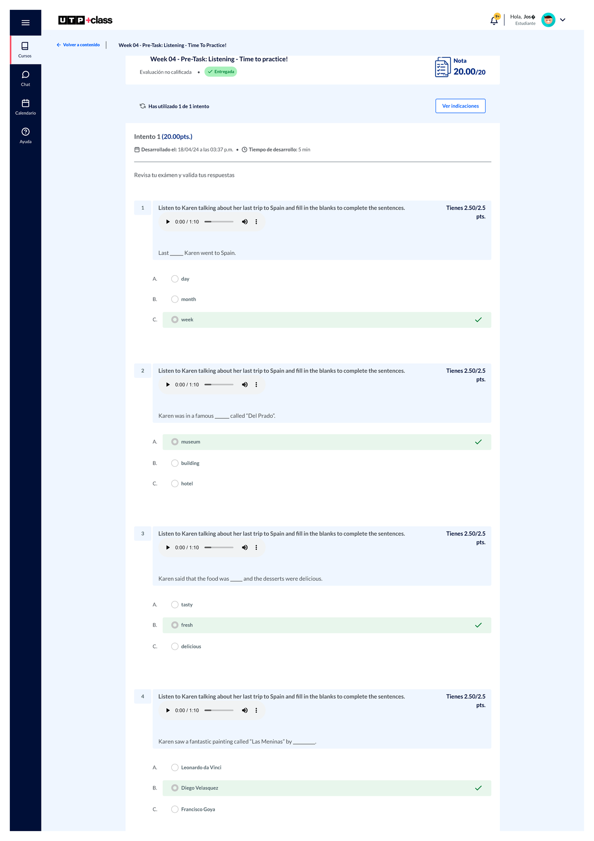 Week 04 - Listening Pre-Task Practice for Spanish Course - Document Preview