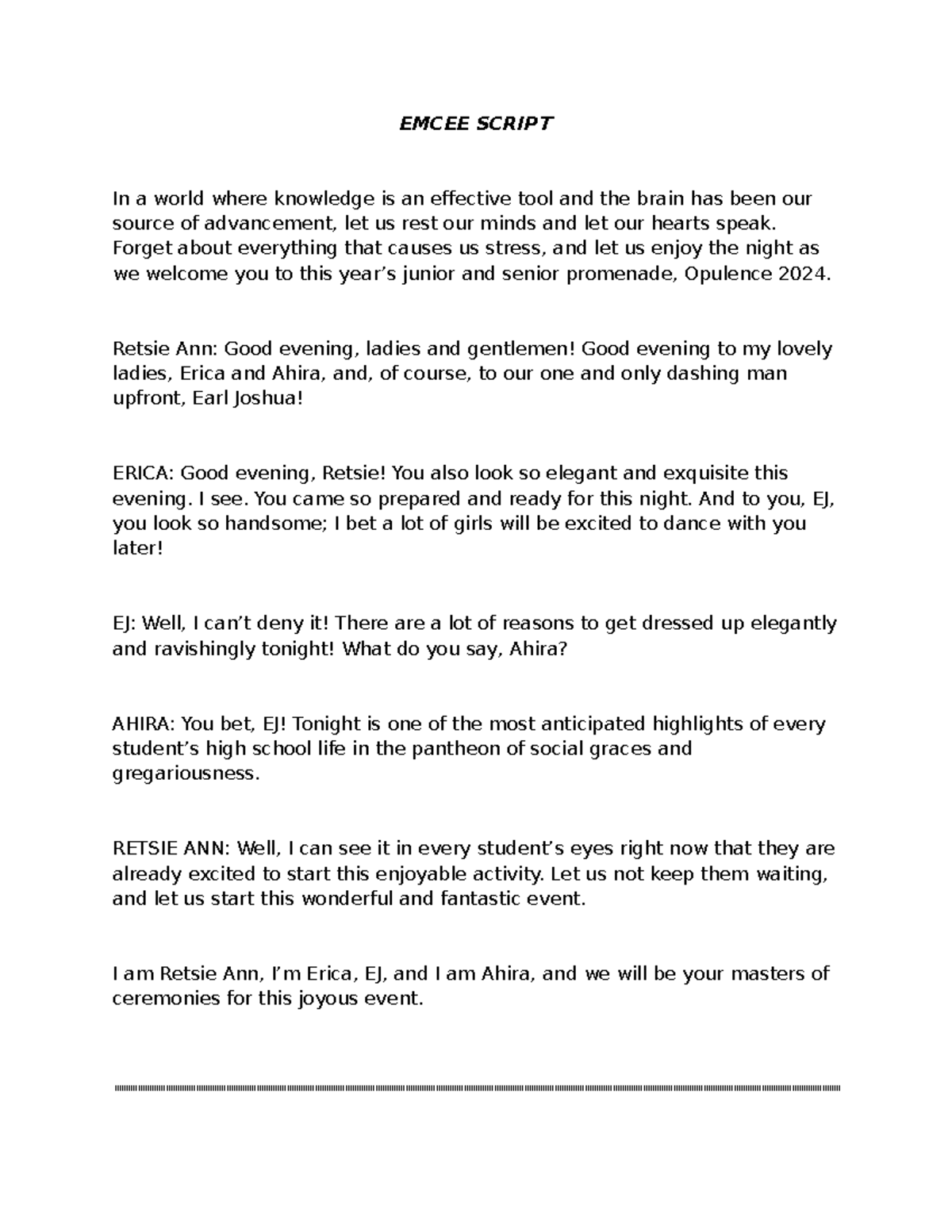 Emcee- Script - EMCEE SCRIPT In a world where knowledge is an effective ...