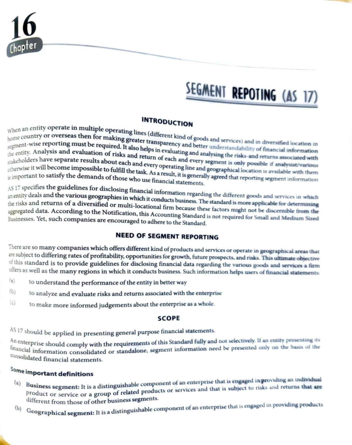 Segment Reporting Guidelines and Analysis (AS 17) - Studocu