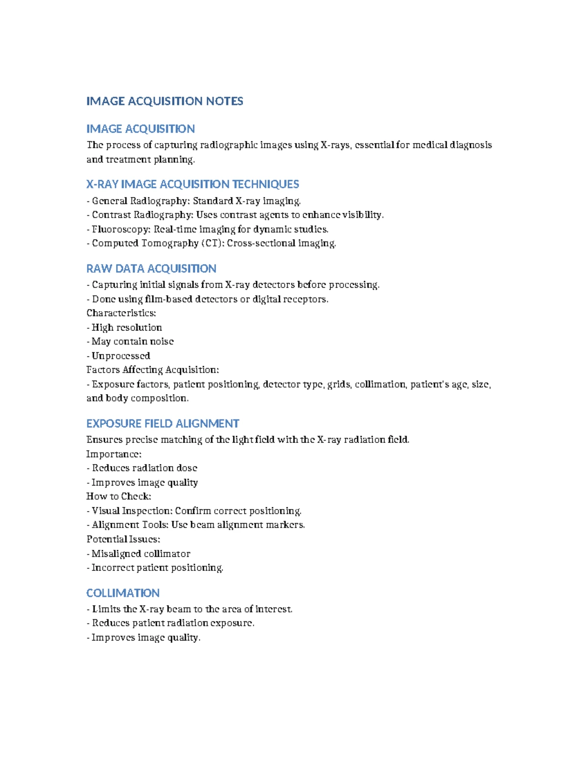 Radiologic Tech Quiz - Density, Exposure & Image Quality Notes - Studocu