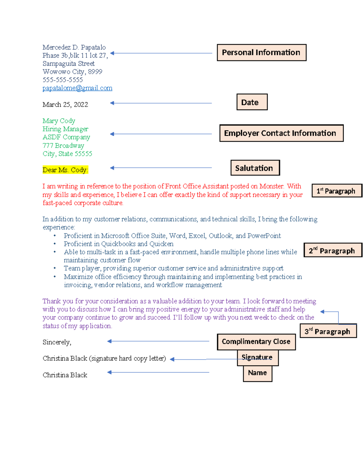Application-Letter-Sample - Personal Information Date Employer Contact ...