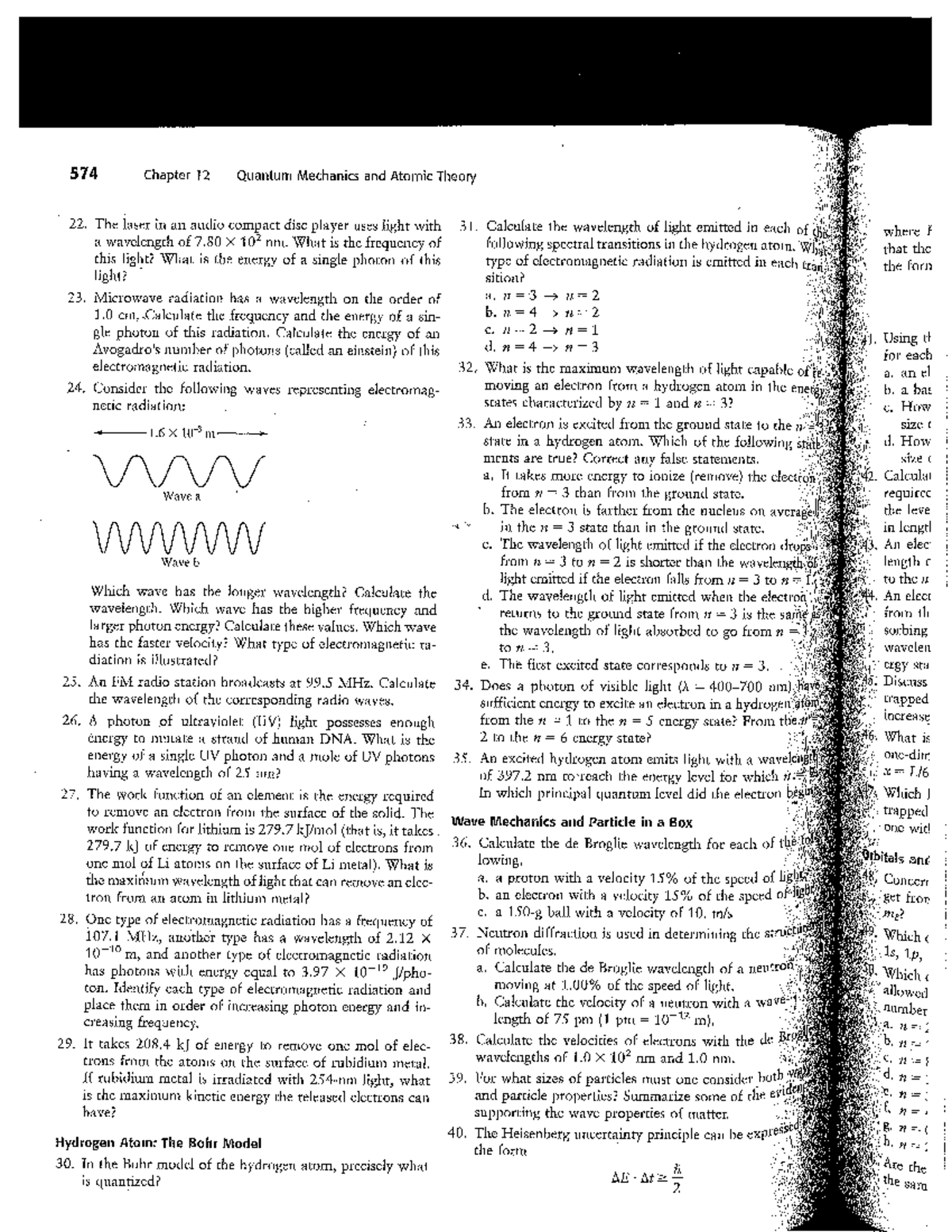 book problems of general chemistry - 574 Chapter 12 Quantum Mechanics ...