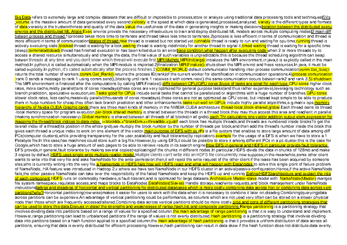 BDA Cheatsheet: Key Concepts in Big Data Analysis and Processing - Studocu