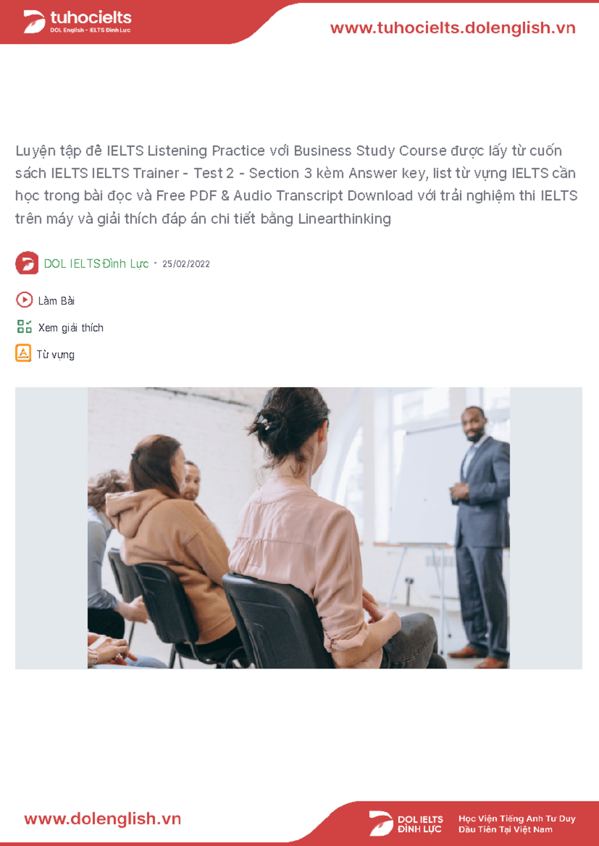 Business Study Course IELTS Listening Practice: Audio, Transcript ...