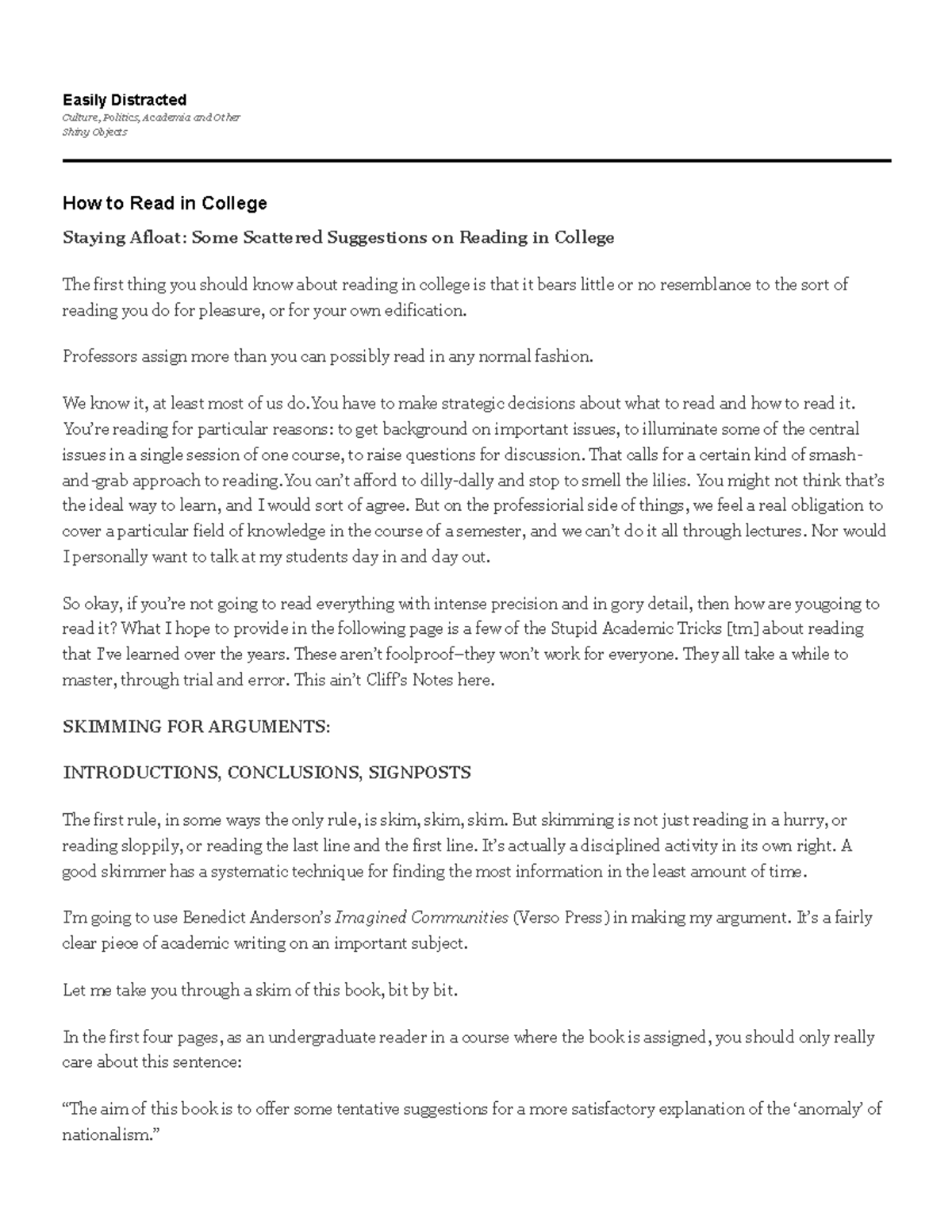 Effective Reading Strategies for College Success - Studocu