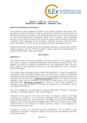 L3u15 qp jan 20 - This is law exam - 16 January 2020 Level 3 THE ...