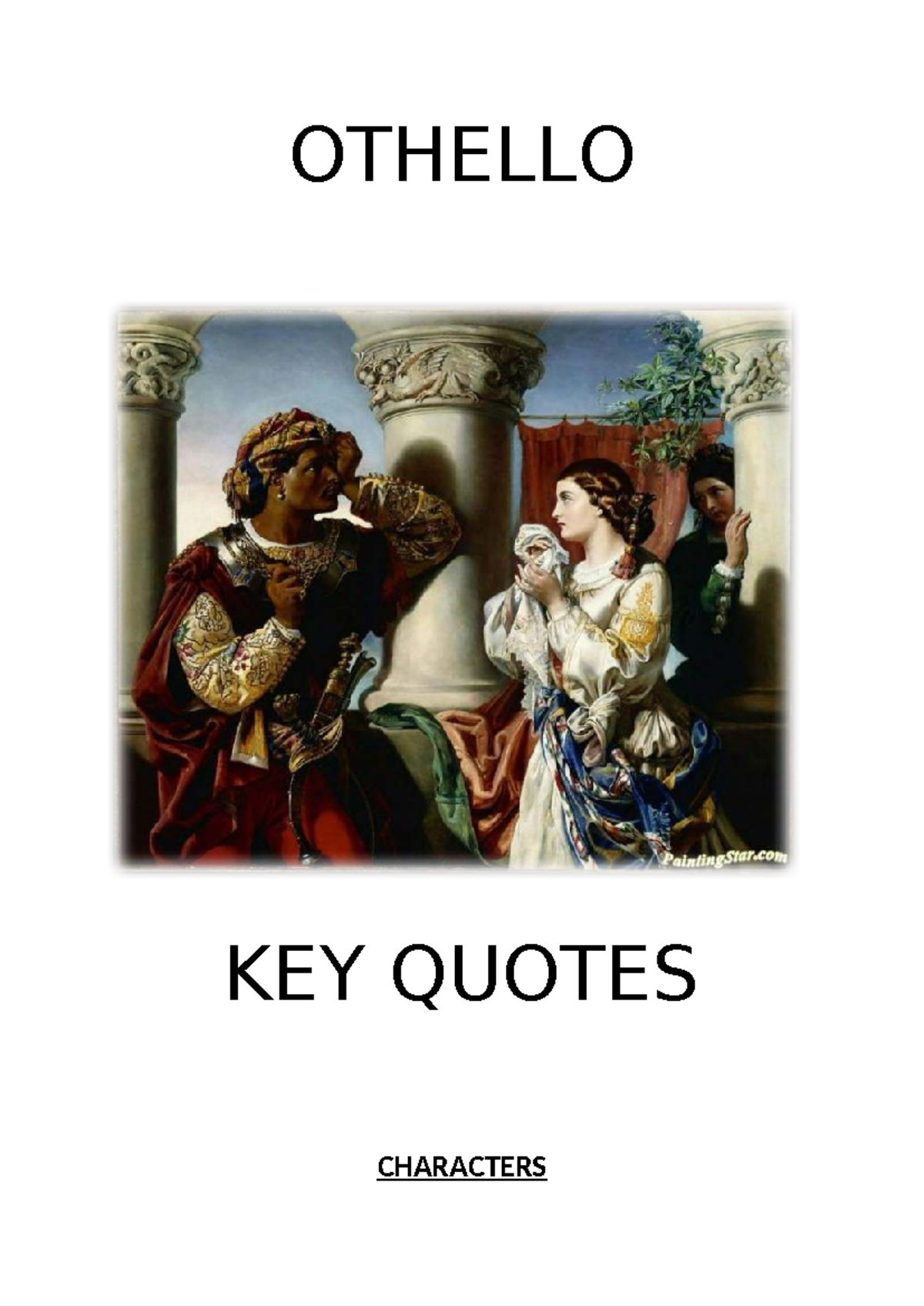 Othello Quote Booklet: Key Quotes & Character Analysis (ENG 101) - Studocu