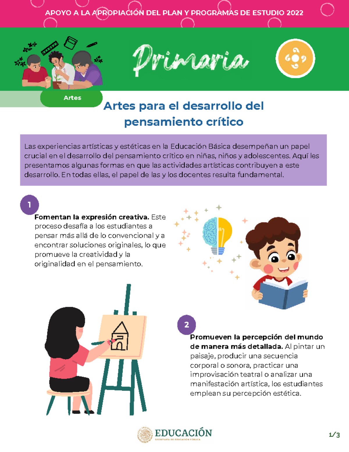 APOYO A LA APROPIACIÓN DEL PLAN Y PROGRAMAS DE ESTUDIO 2022: Artes para ...