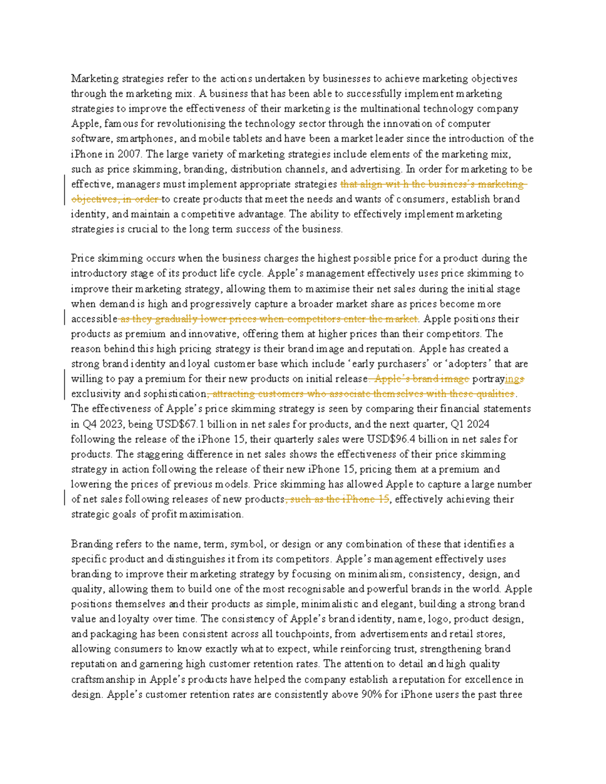 Business Studies: Marketing Strategies Essay Analysis - Studocu