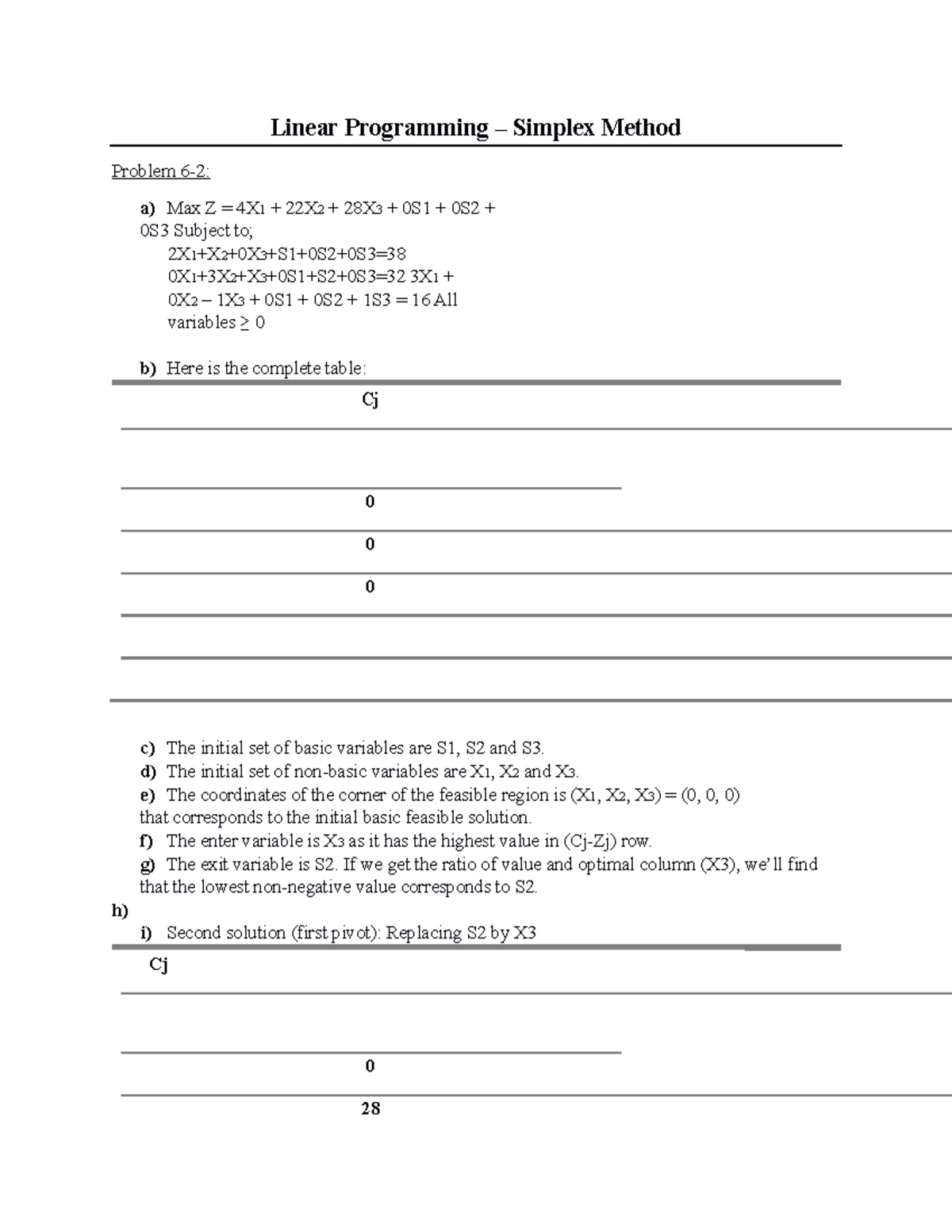 23-102 - Final Exam Notes on Linear Programming & Simplex Method - Studocu
