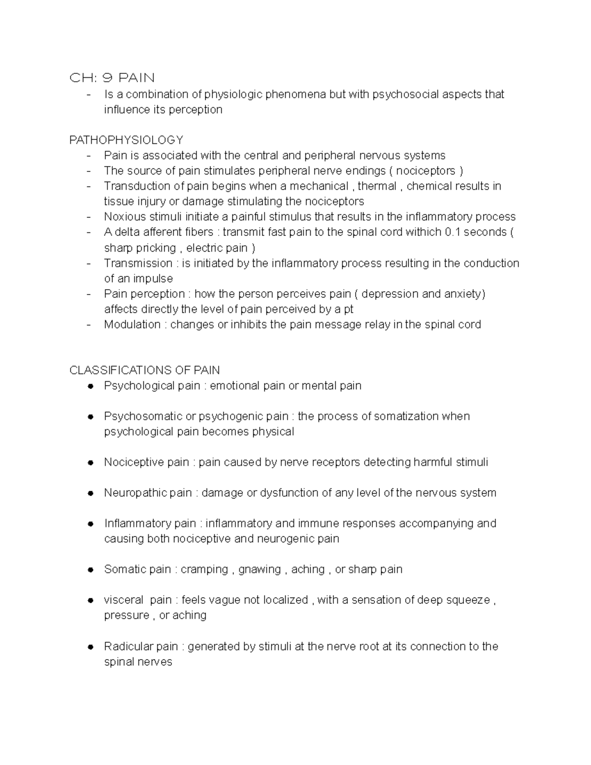 Health Assessment 7th Ed Wolters Kluwer Chapter 9: Pain Management ...