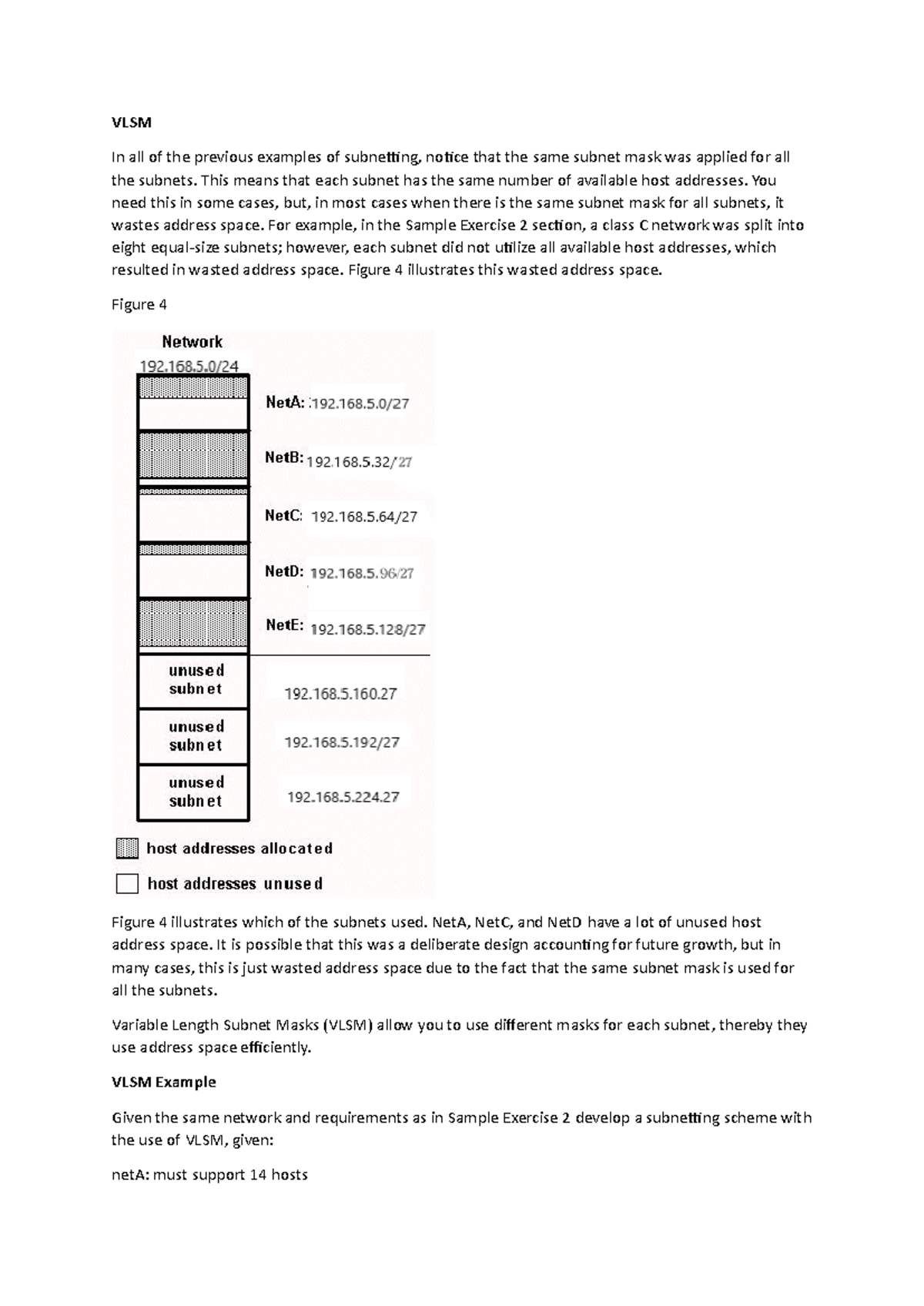 VLSM - some notes - VLSM In all of the previous examples of subnetting ...