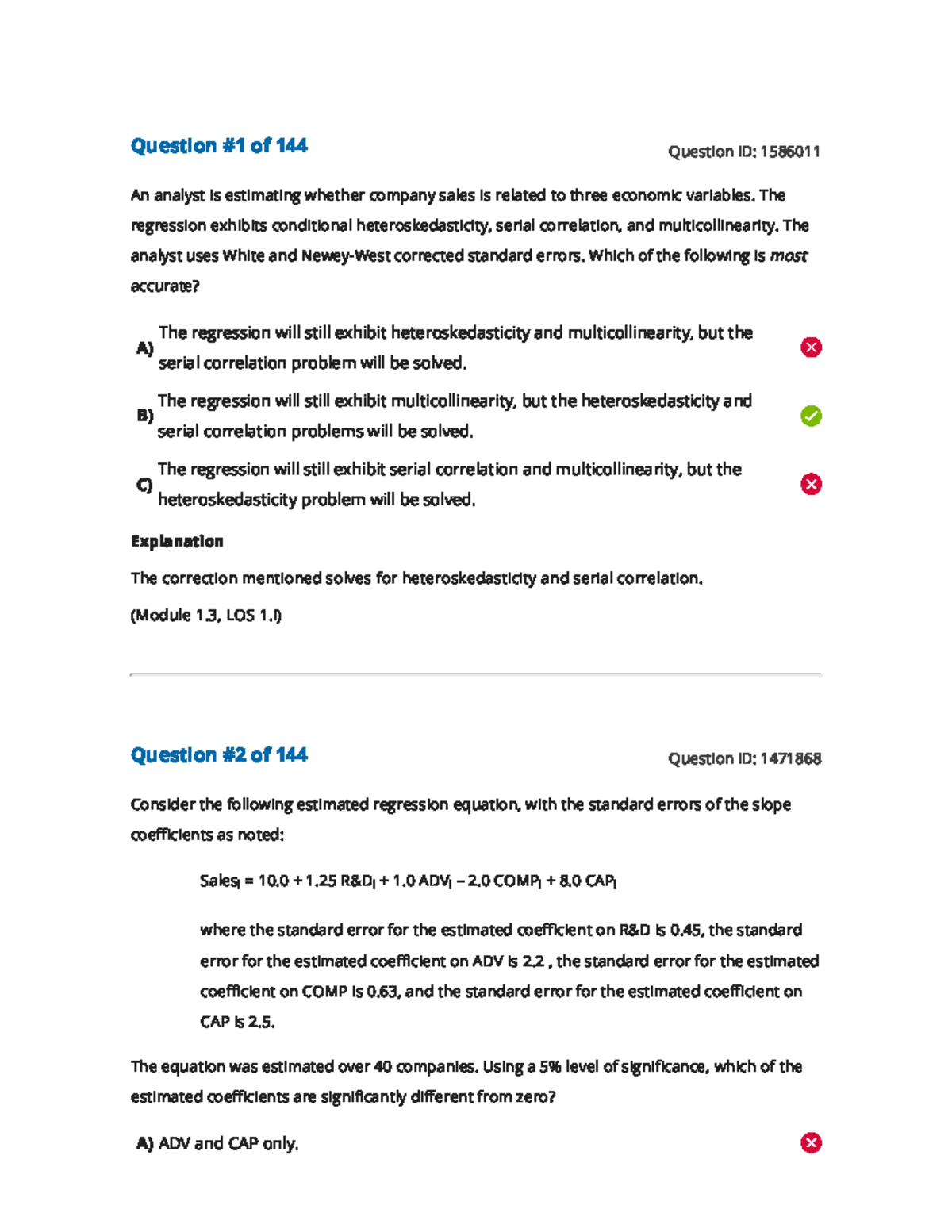 Multiple Regression - Answers for Module 1 Exam Questions (MGR101 ...
