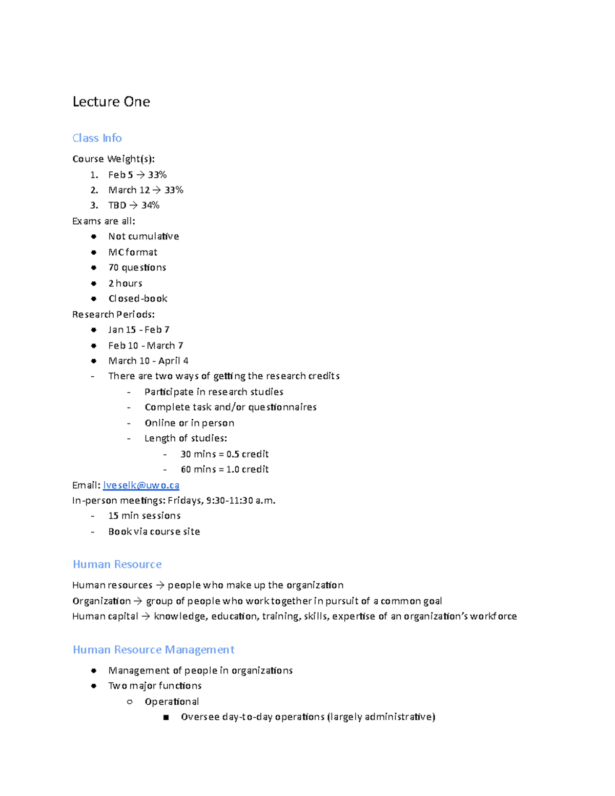 MOS 1021 Notes Midterm ONE - Google Docs - Lecture One Class Info ...