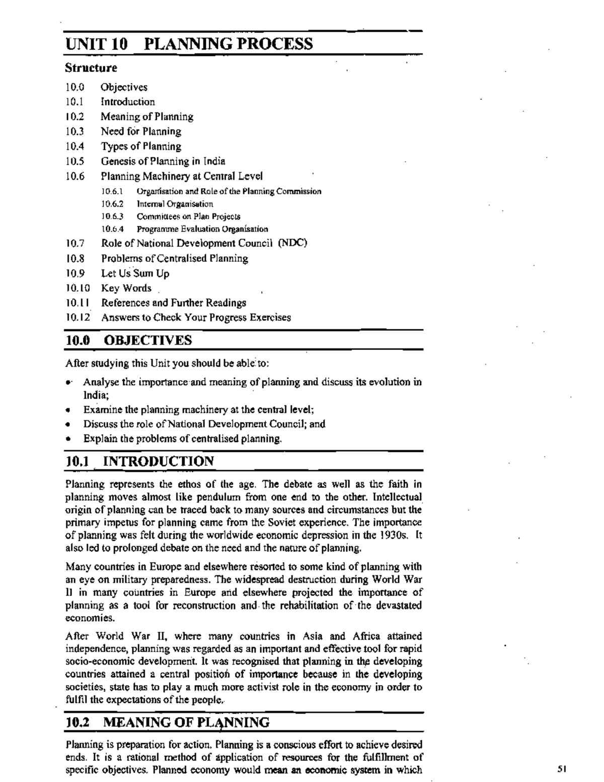 Planning Process - UNIT 10 Notes on Centralized Planning in India - Studocu
