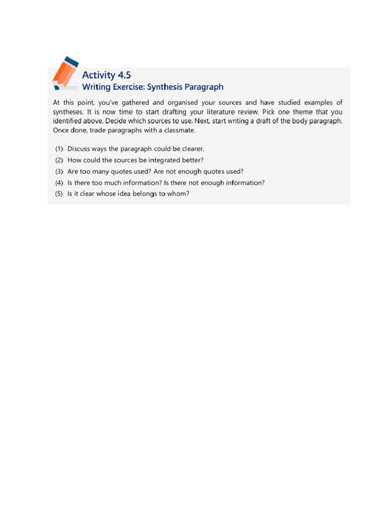 Writing Exercise: Synthesis Paragraph Drafting Guide - Studocu