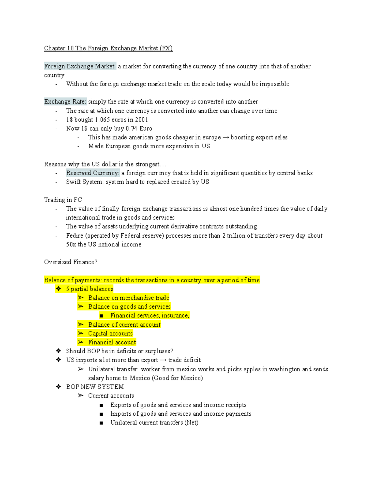 Chapter 10: Understanding the Foreign Exchange Market (FX) - Studocu