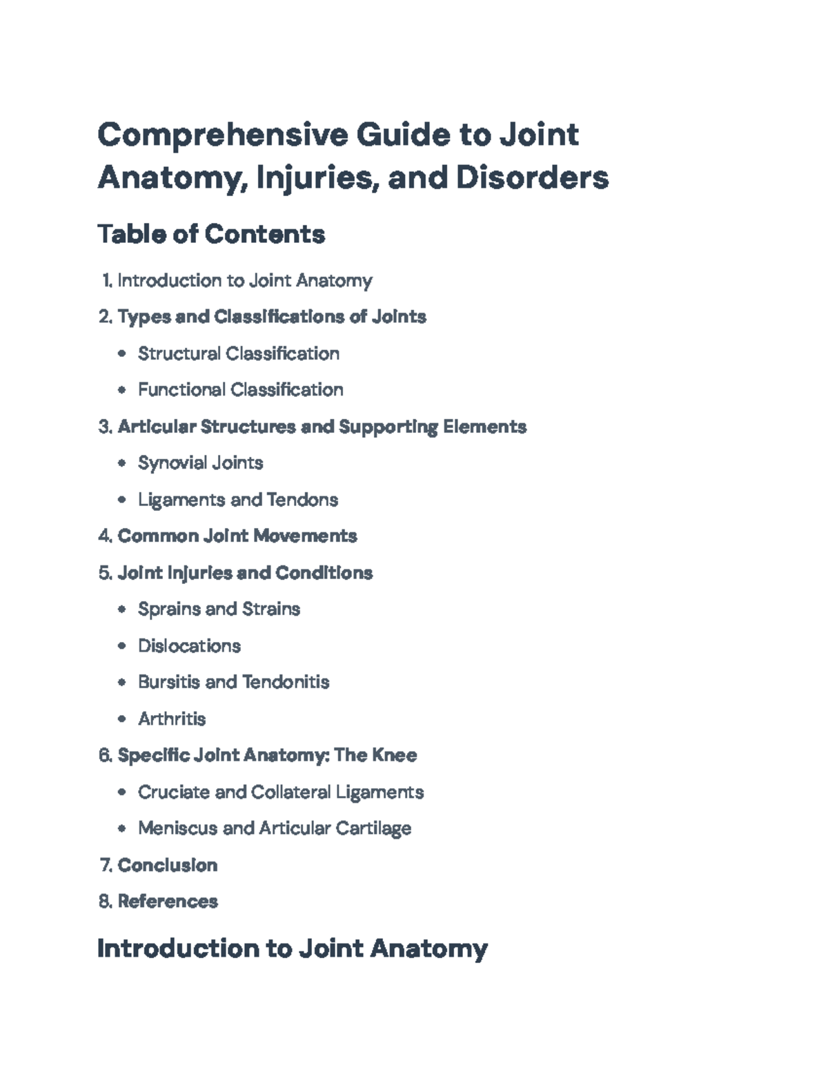 Joint Anatomy and Related Disorders: A Comprehensive Overview - Studocu