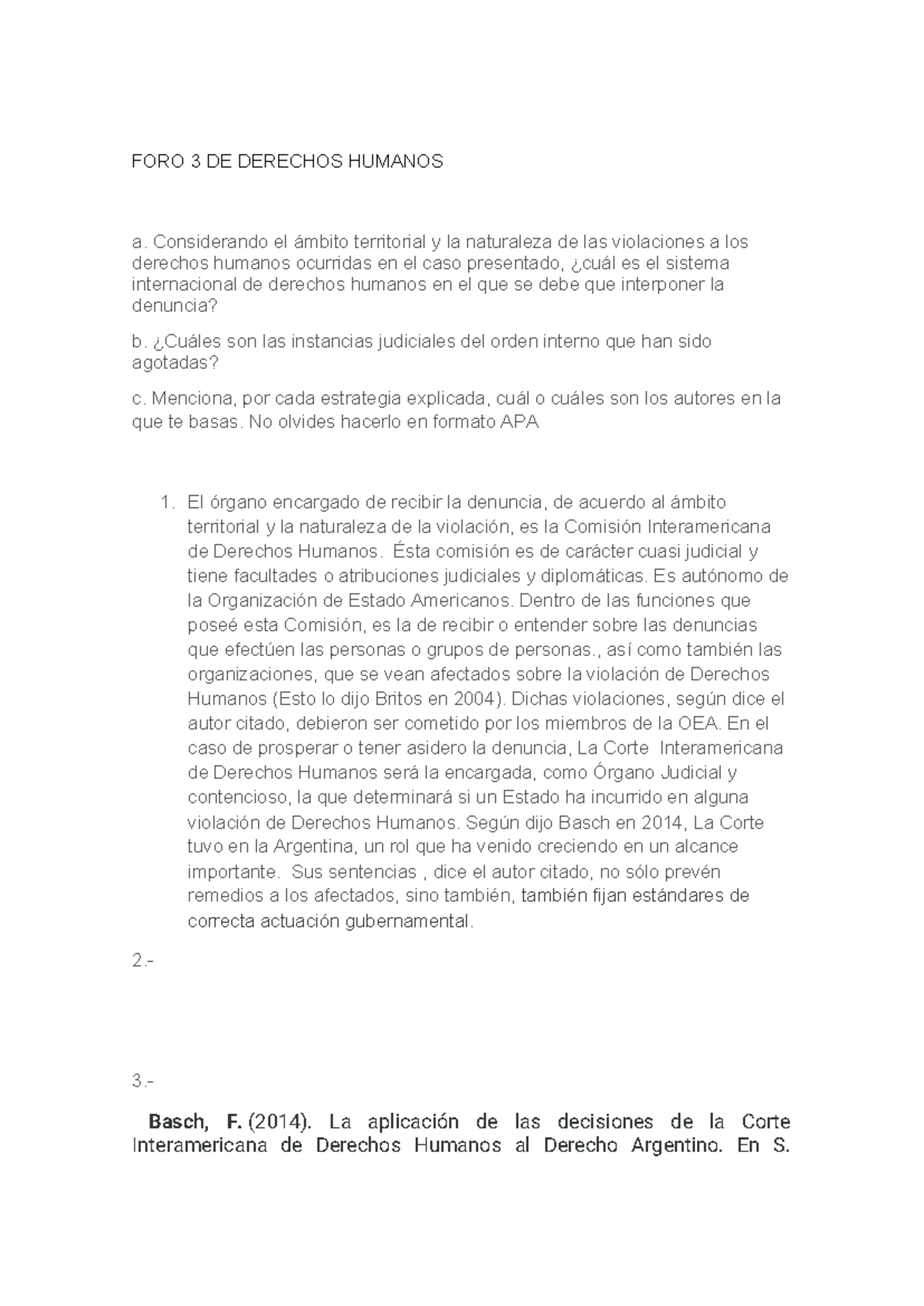 FORO 3: Análisis del Sistema Internacional de Derechos Humanos - Studocu