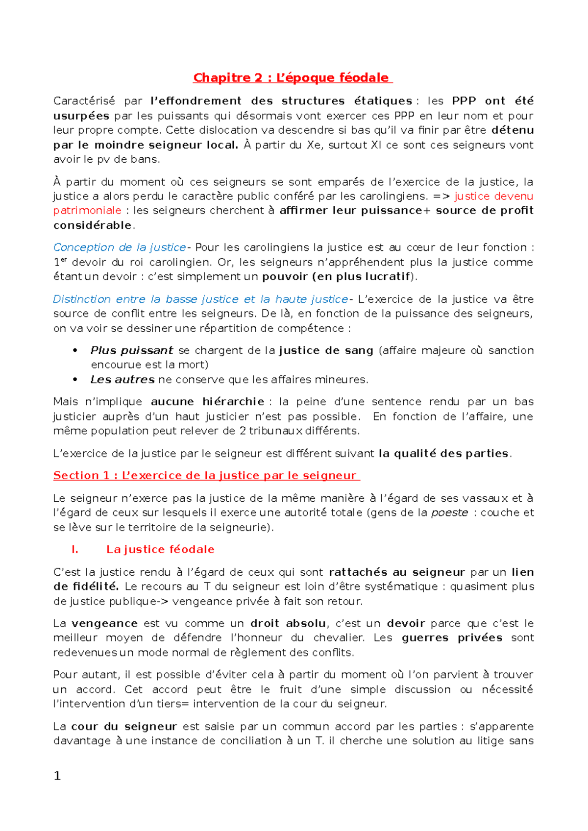 Chap 2 : La Justice Féodale et ses Transformations au Moyen Âge - Studocu
