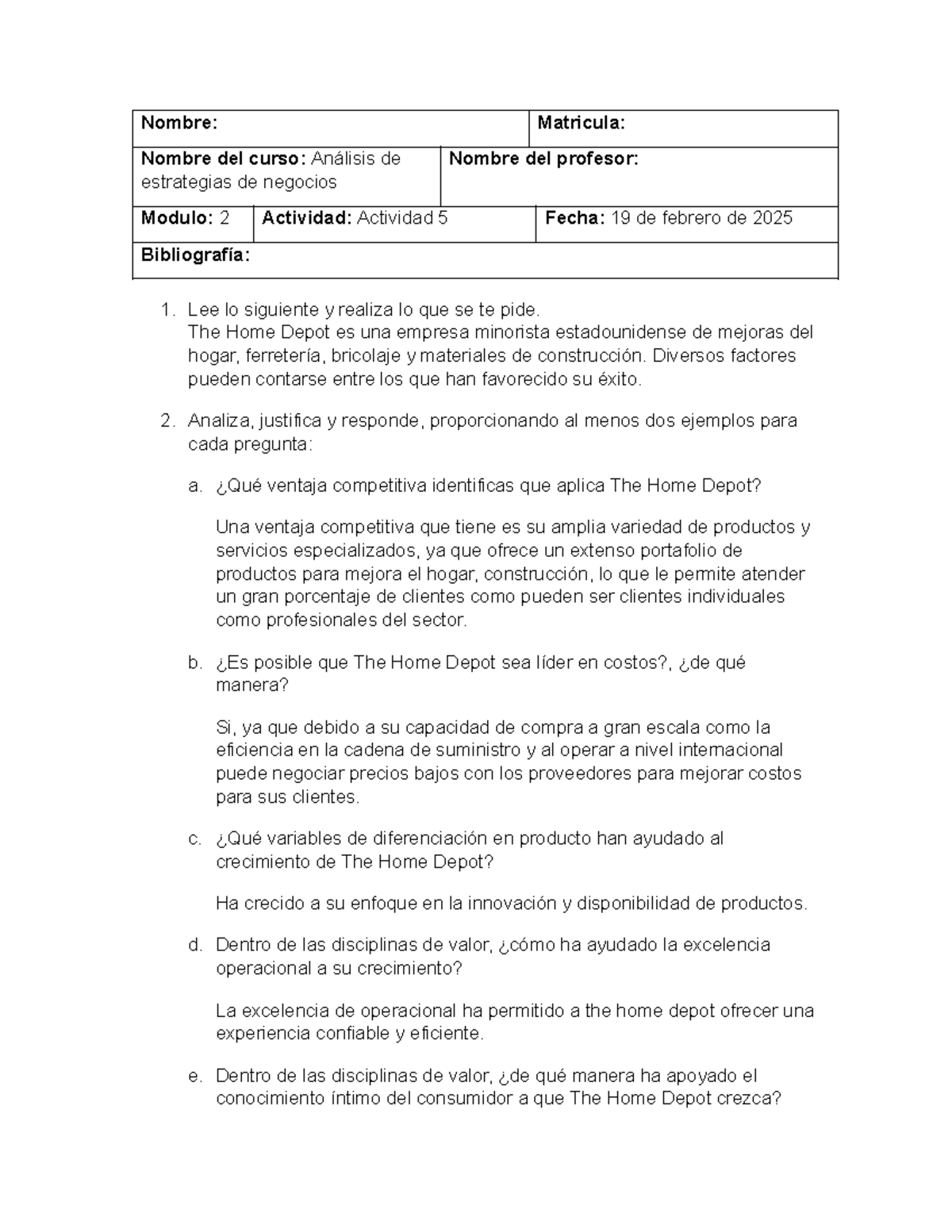 Act 5 analisis - Nombre: Matricula: Nombre del curso: Análisis de ...
