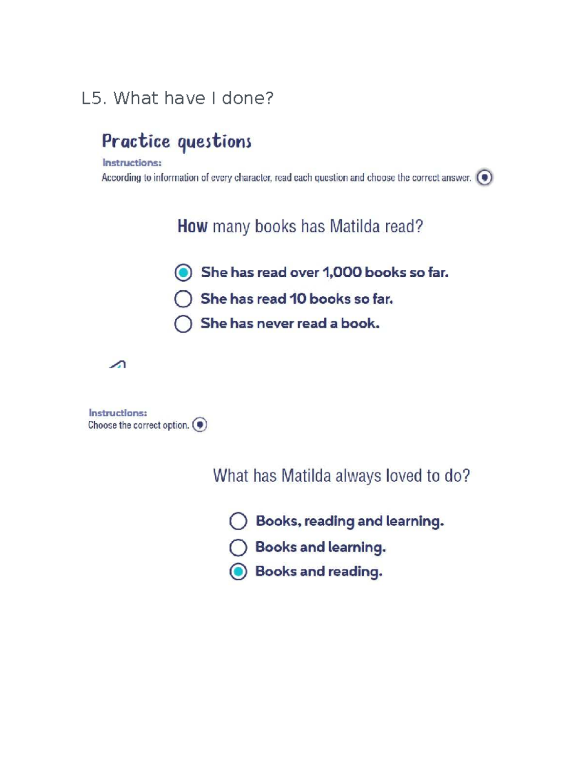 L5. What Have I Done? Practice Questions - Idioma Extranjero III - Studocu