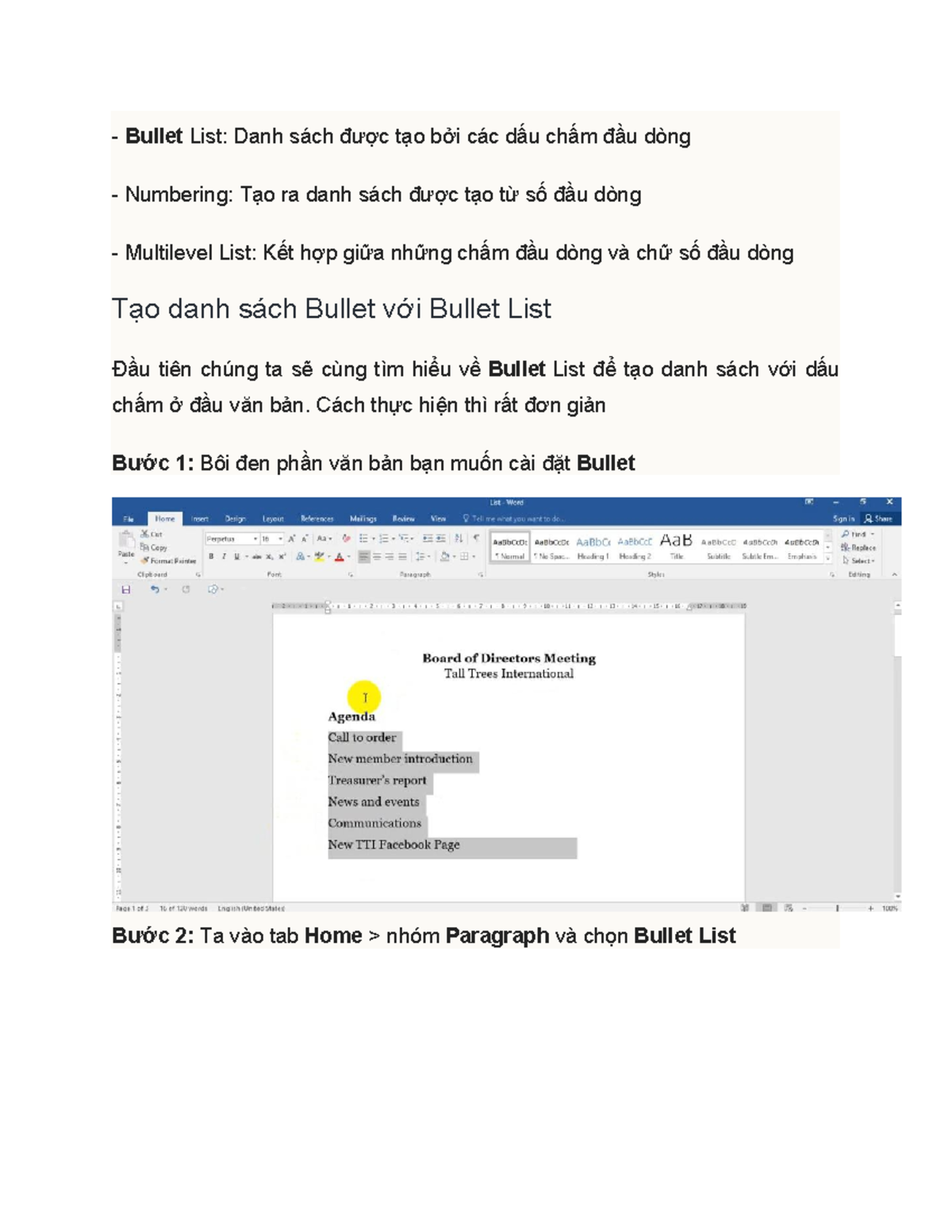 Hướng Dẫn Tạo Bullet, Numbering và Multilevel List trong Word - - Studocu