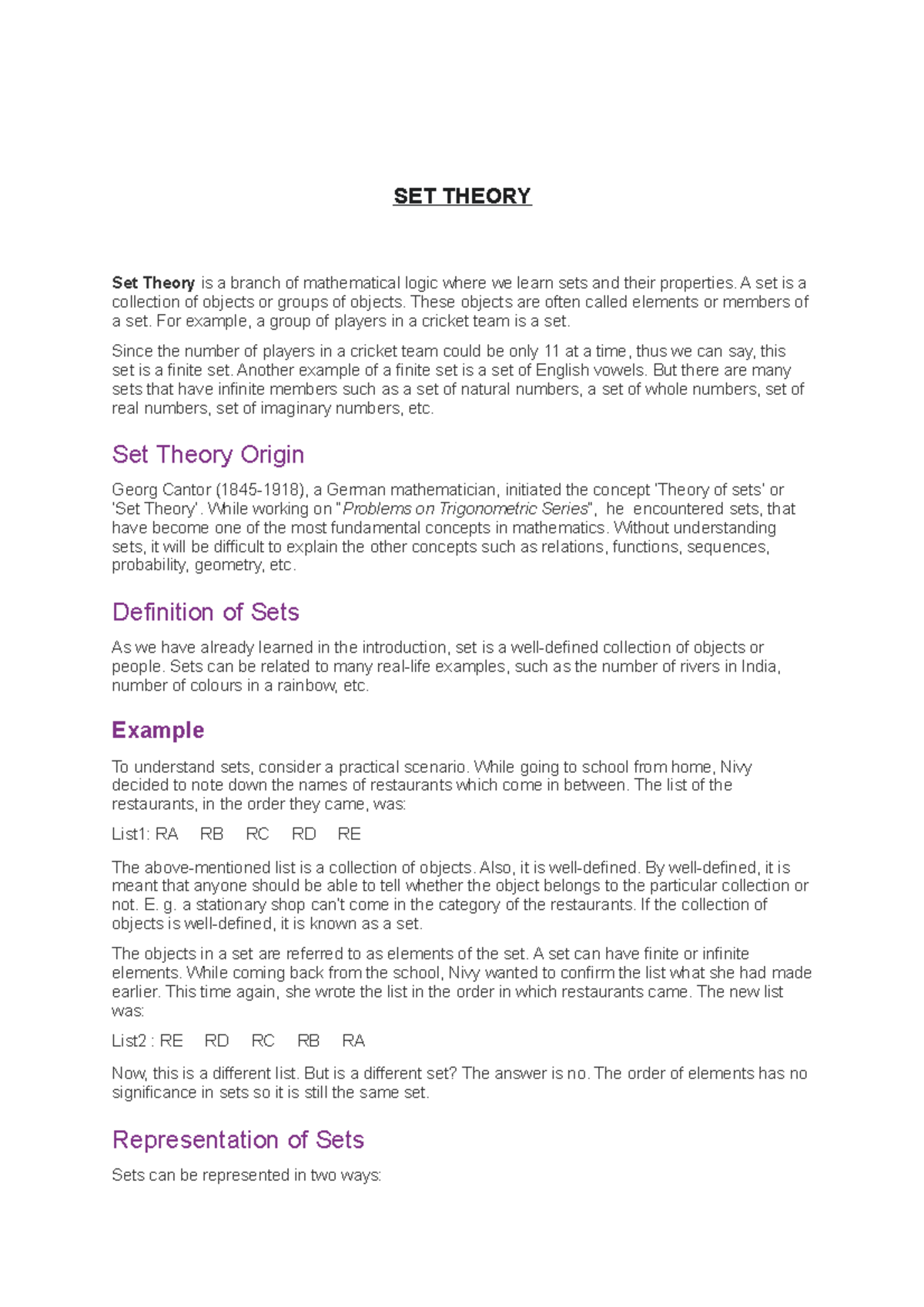 SET Theory: Concepts, Definitions, and Operations Explained - Studocu