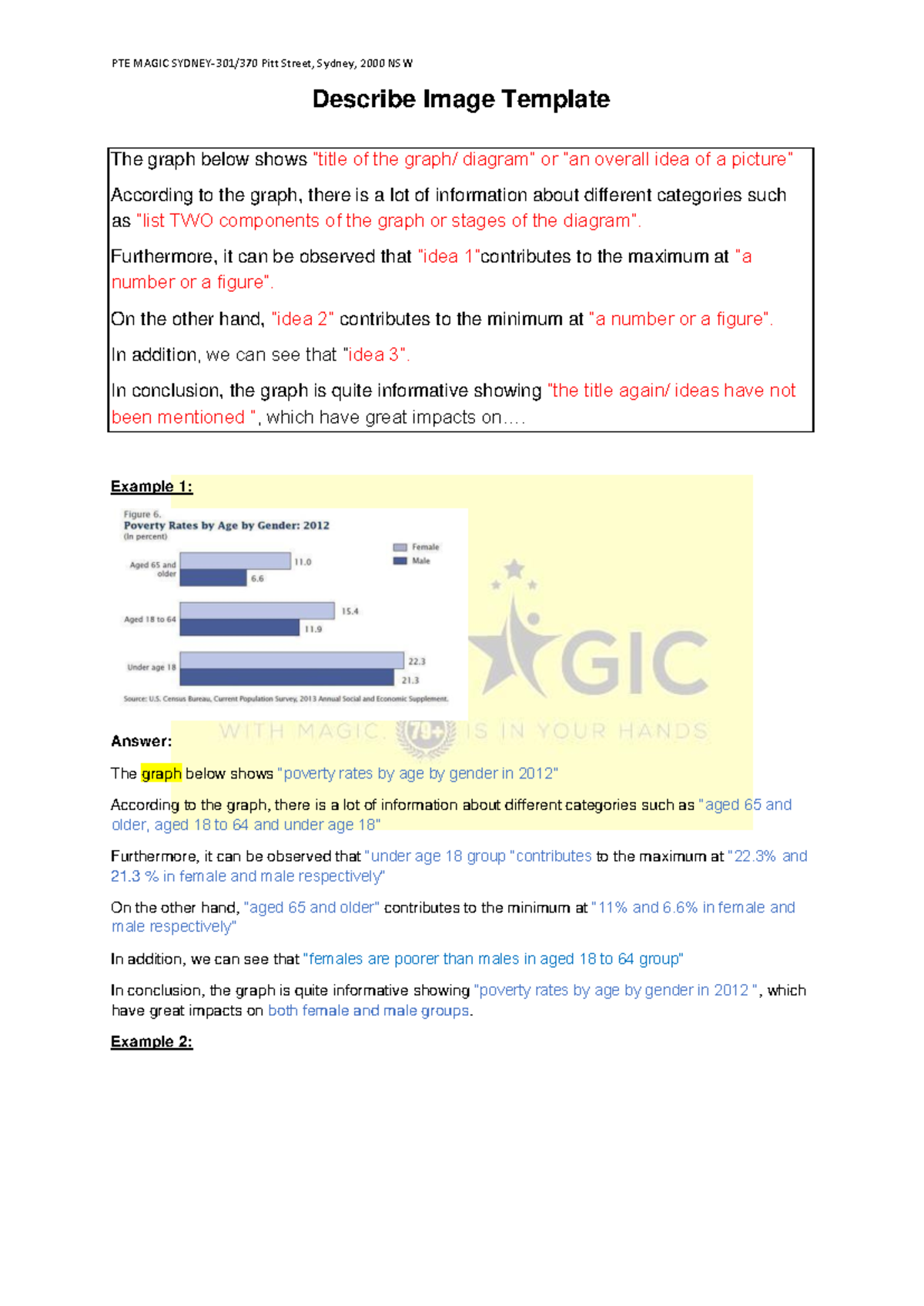 PTE MAGIC Pitt Street, Sydney, NSW Describe Image Template Guide - Studocu