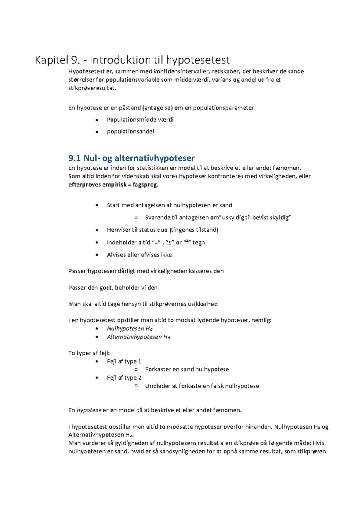 Estimation og Konfidensintervaller: Oversigt og Eksempler (FINØ) - Studocu
