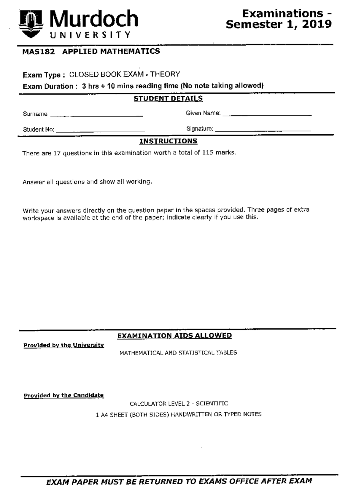 MAS182 Final Exam Study Notes - Studocu