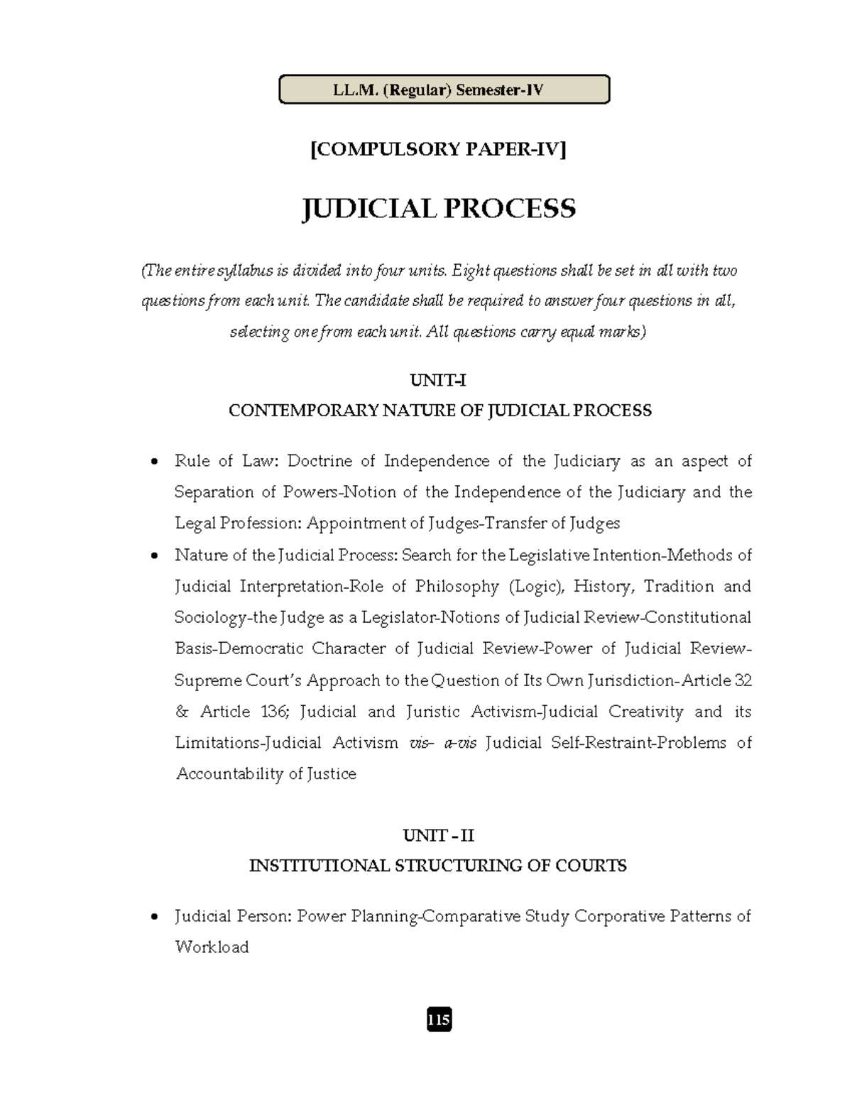 LLM Semester IV Judicial Process Compulsory Notes - Studocu